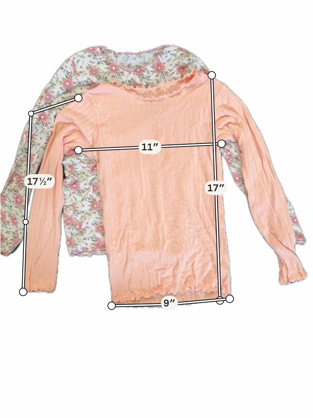 Girls 3-Piece Pajama Set Bundle Size 120 (Approx. 6-7 Y) Floral & Ribbed